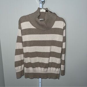 Banana Republic Striped Cowl Neck Sweater Button Shoulder Size Large